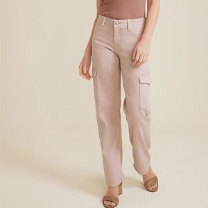 edgely Mauve Pink Mid Rise Relaxed Boyfriend Straight Cargo Jeans Size 2 Regular